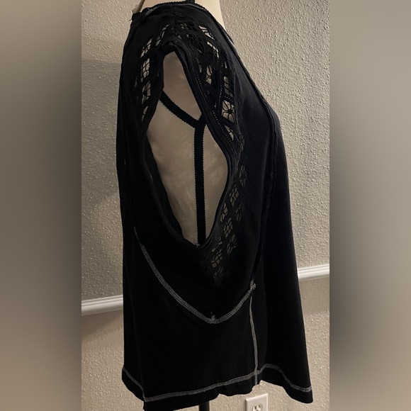 FREE People Table For Two Tee SZ XS New With Tags Black - Picture 5 of 9